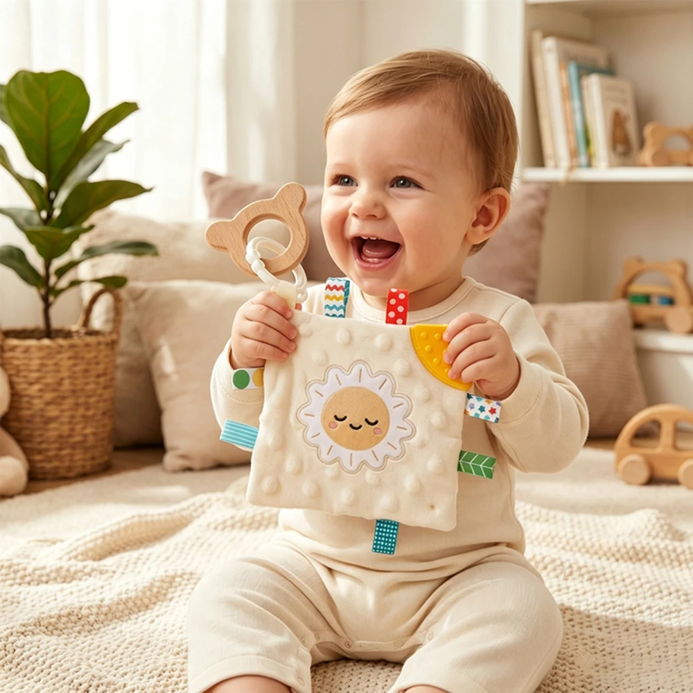 Cute Cartoon Lamb Baby Comforter Plush Security Blanket Newborn Sensory Toy Portable Hanging Grab Toy Early Educational Soothing