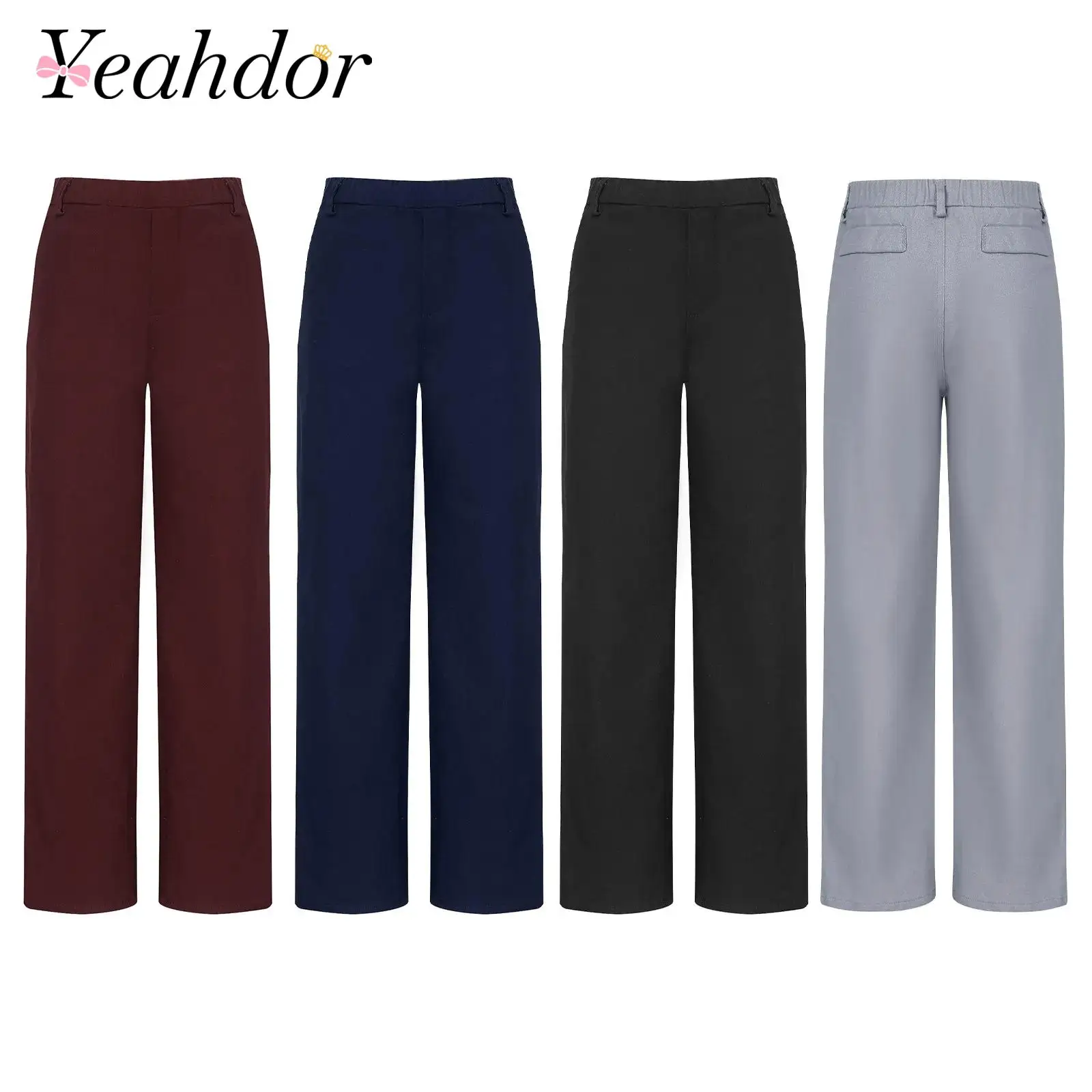 

Spring Autumn Kids Boys Trousers Preppy Style Elastic Pants for School Boys Formal Dress Pant Wedding Party Performance Clothes