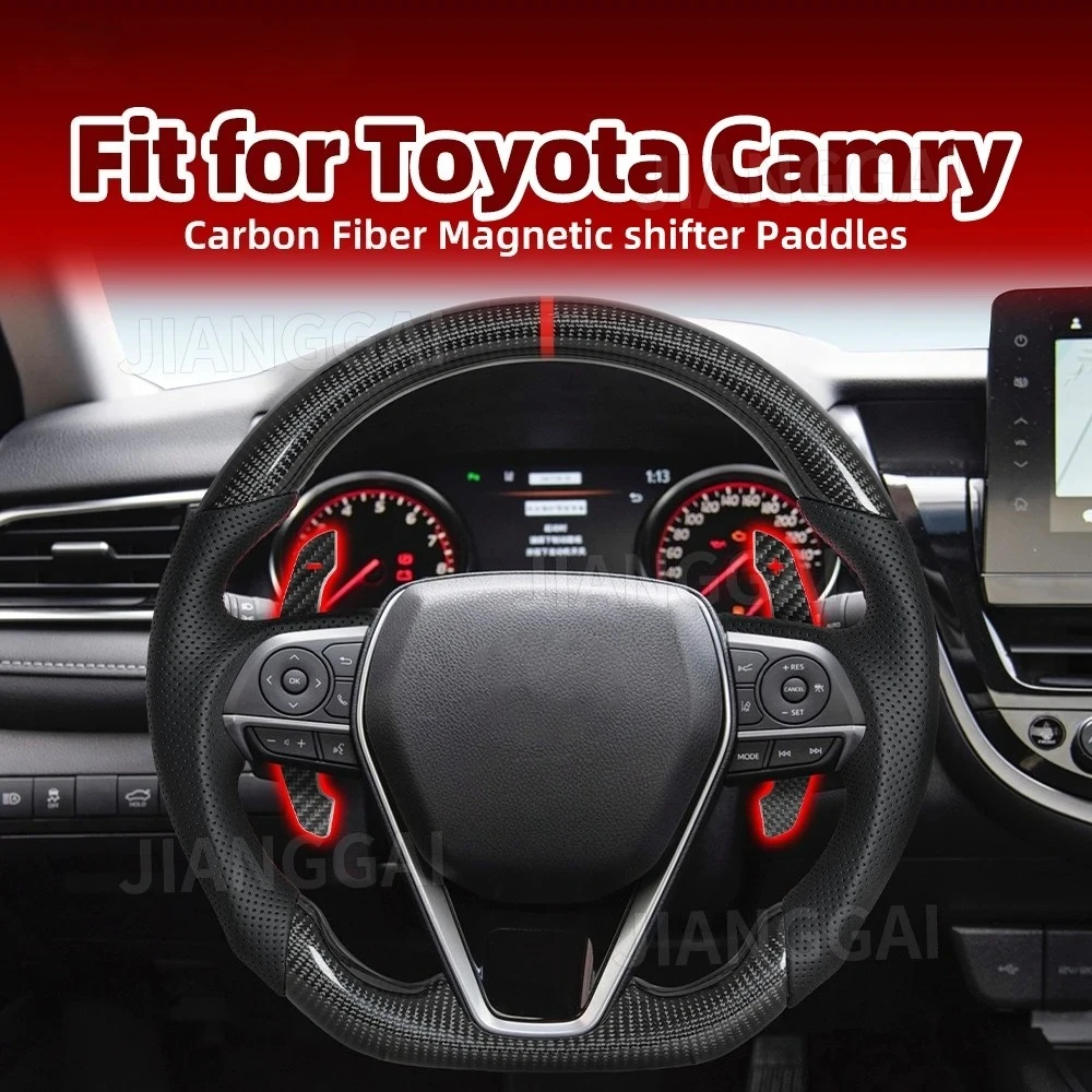 Magnetic Real Carbon Fiber Steering Wheel Extended Paddle Shifter For Toyota Camry GR Corolla Rav4 Car Modification Accessories