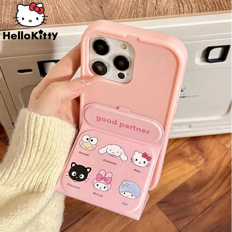 Pink Sanrio Cartoon Magnetic Folding Stand Phone Cover For IPhone 13 14 15 Pro Max Case Kawaii 2000s Aestnetic For Iphone Case