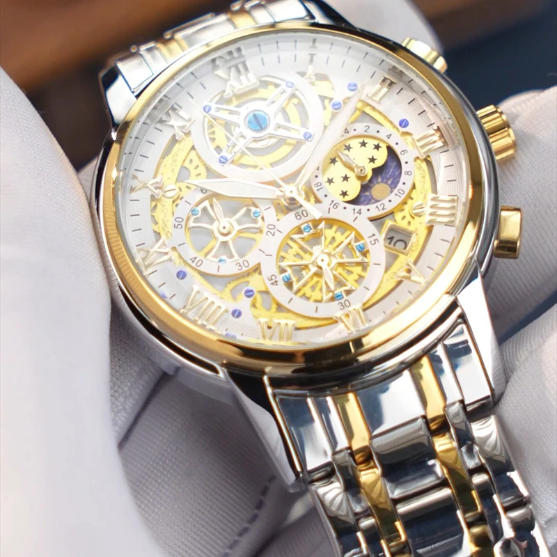LIGE Luxury Watch for Men's Waterproof Stainless Steel Quartz Analog Fashion Business Sun Moon Star Wristwatches Top Brand+box