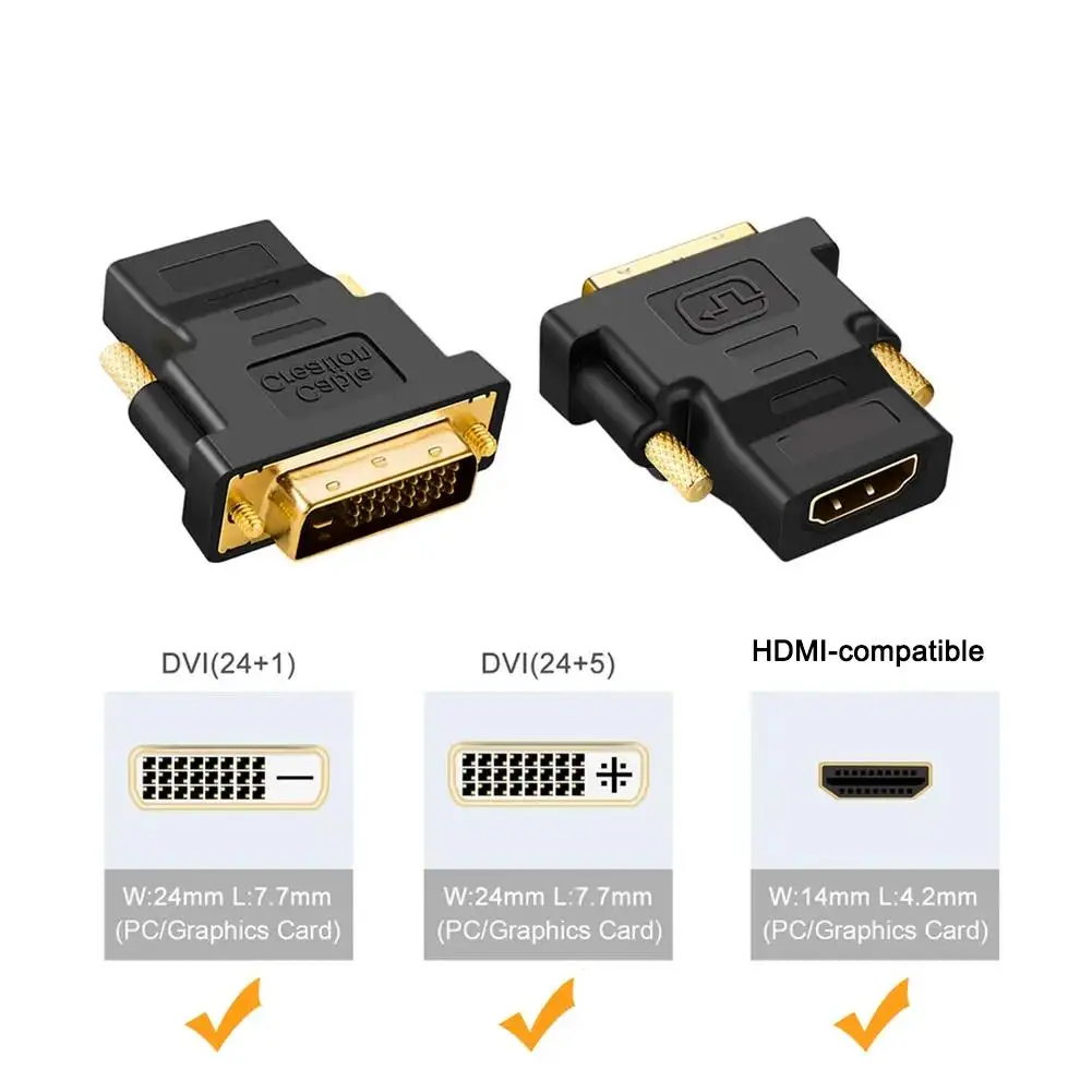 Full HD 1080P DVI-D DVI 24+1 To VGA Adapter Male To Female HDMI-Compatible To DVI Bi-directional Adapter For PC TV Box J3U5