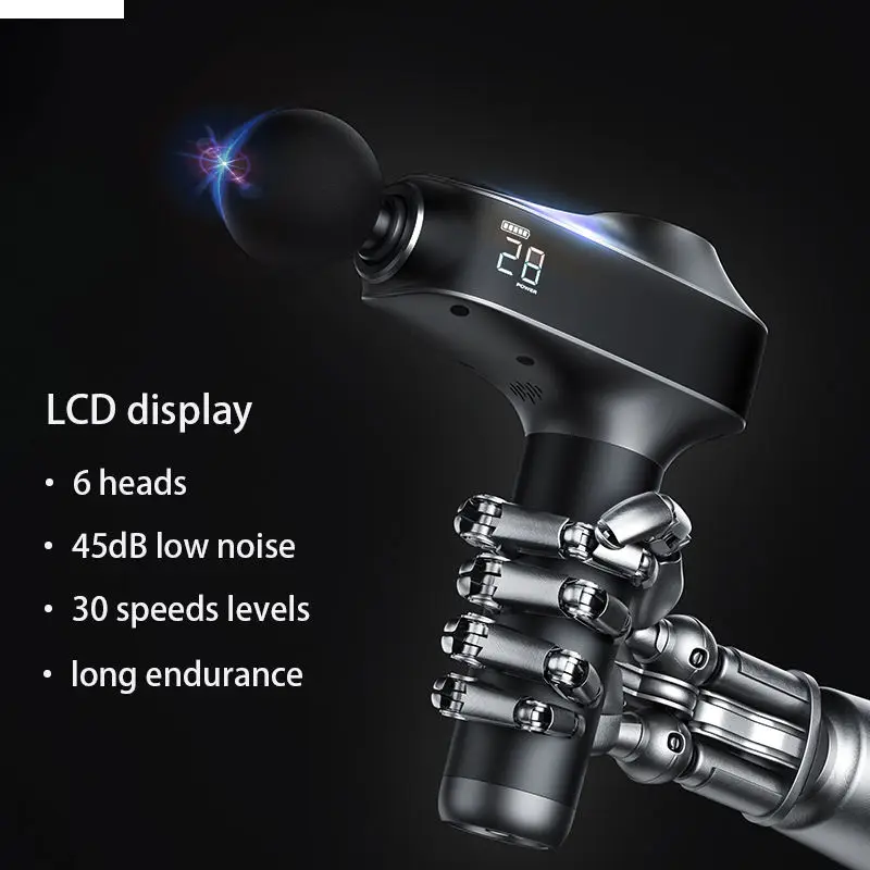 Low Sound 30-Speed Gun Massager Deep Tissue Percussion Muscle Massage Gun Hot Dropshipping Product