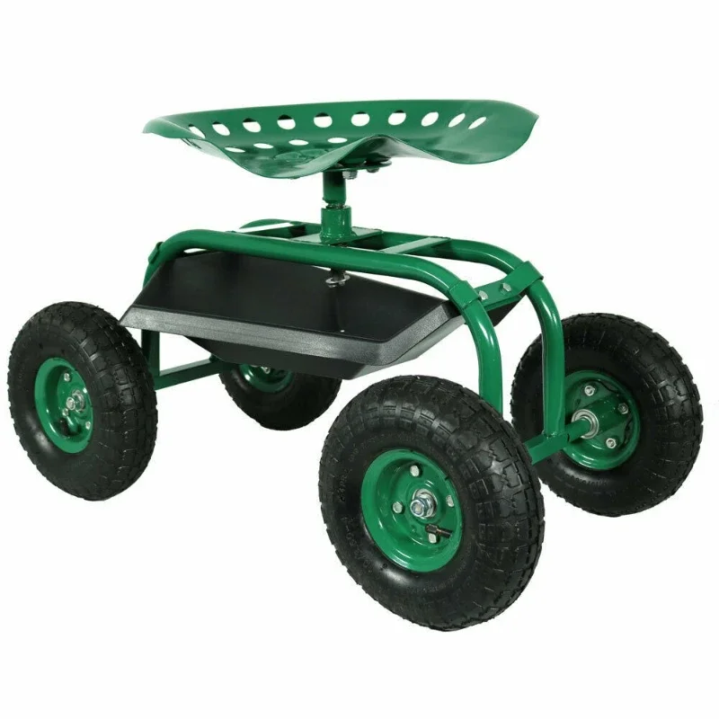 

Movable Garden Seat Car with 360-degree Rotating Seat and Tool Tray