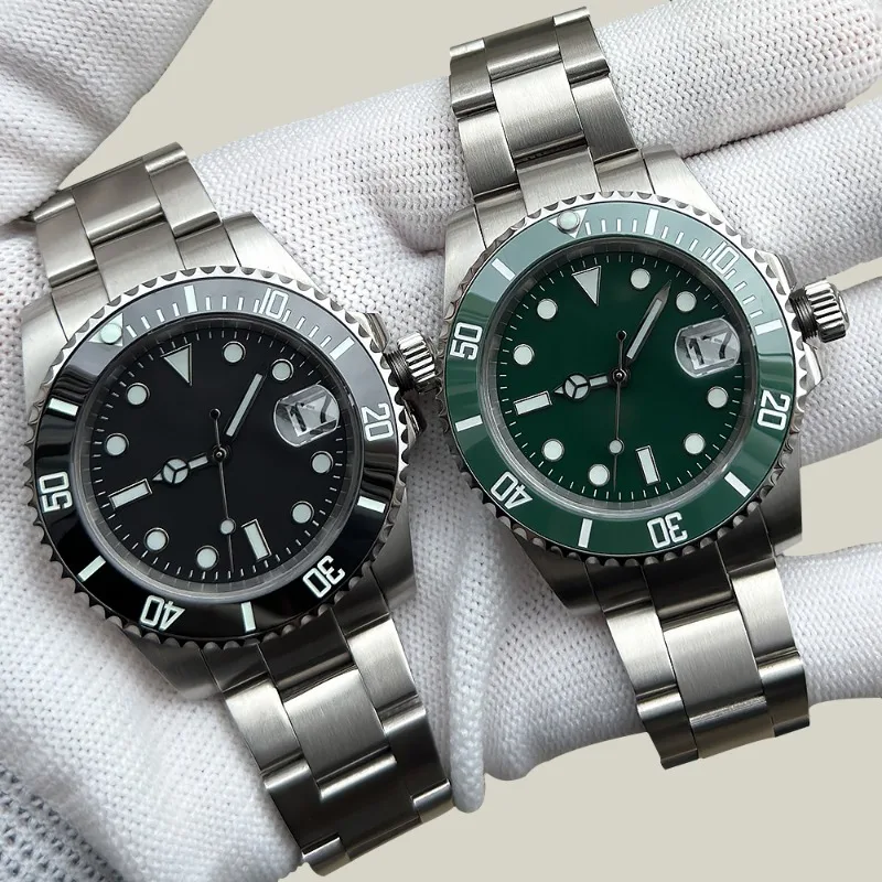 قم بتجميع مجموعة كاملة من حزام الفولاذ المقاوم للصدأ 316 لساعة NH35 بطول 100 متر مقاومة للماء من زجاج الياقوت المضيء الحرفي