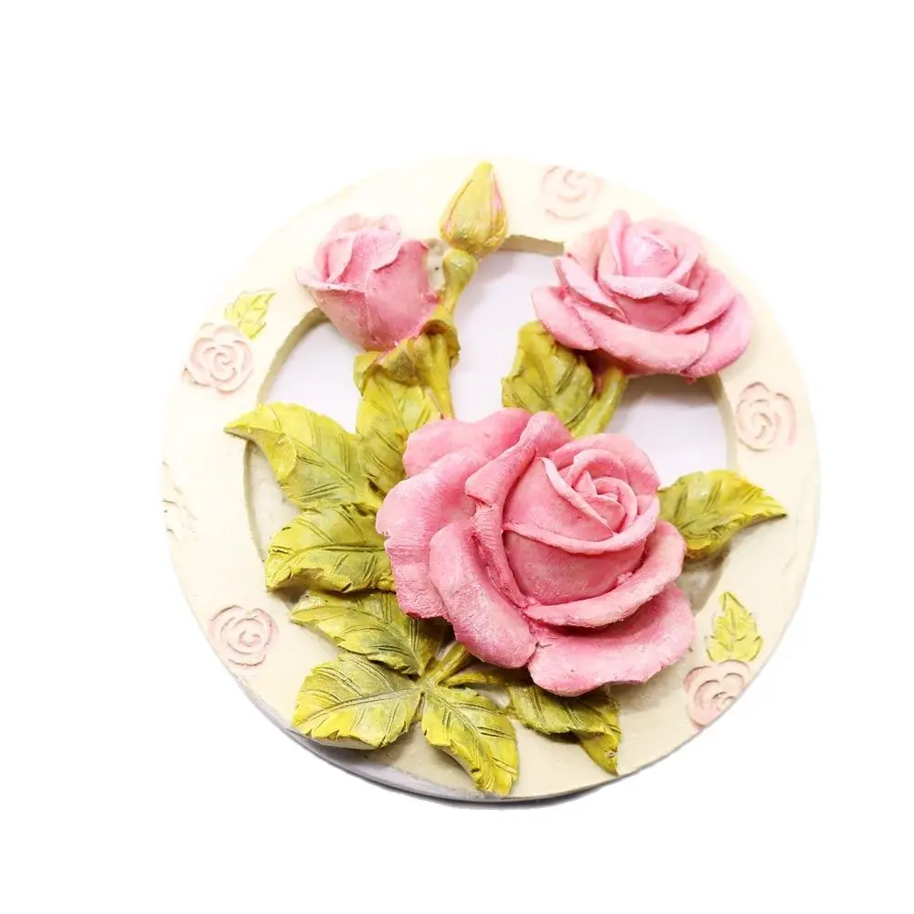 

Roses Silicone Mould Round Handmade Flowers Cake Decorating Fondant Icing Chocolate Candy Art Baking Mould Soap Wax