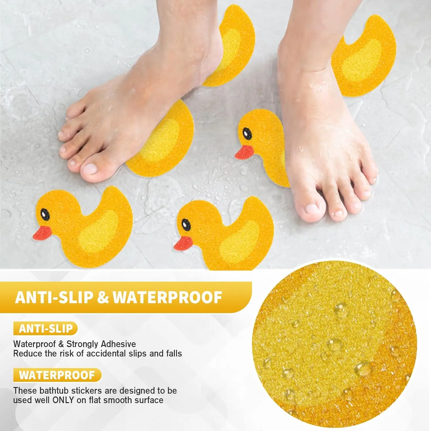 20 PCS Cute Duck Non Slip Bathtub Stickers for Kids Bathtub, Adhesive Decals Scraper-Safety Bathroom Tubs, Shower Floor, Stairs