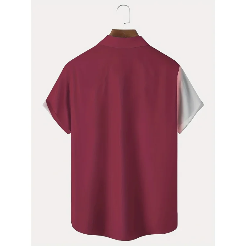 Vintage Hawaiian Coconut Tree Gradient Print Men's Button Pocket Shirt