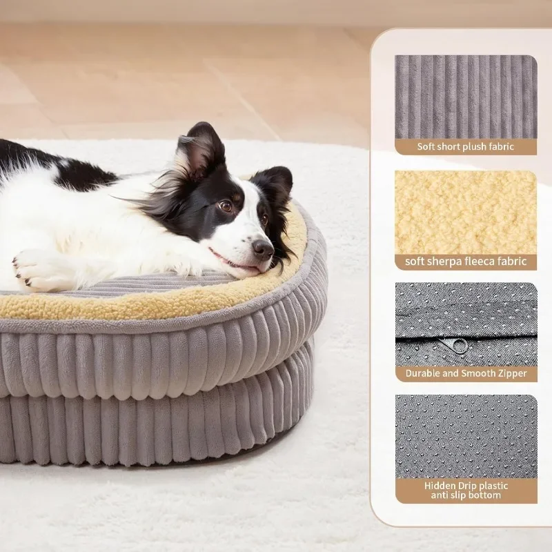 Cama ortopédica para cães grandes raças, sofá-cama de espuma de caixa de ovo de alta densidade, cama de canil oval, sofá para animais de estimação