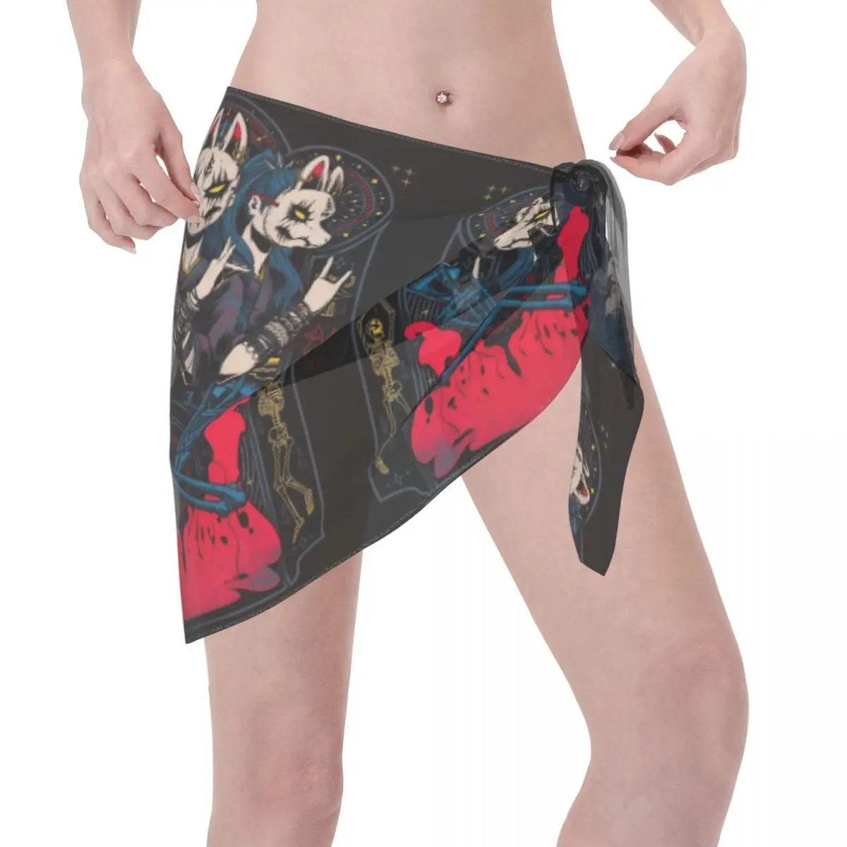 Custom Fashion Rock Band Babymetal Casual Strandjurk Versieren Rock Band Vrouwen Korte Sarongs Strand Wrap Voor Badmode