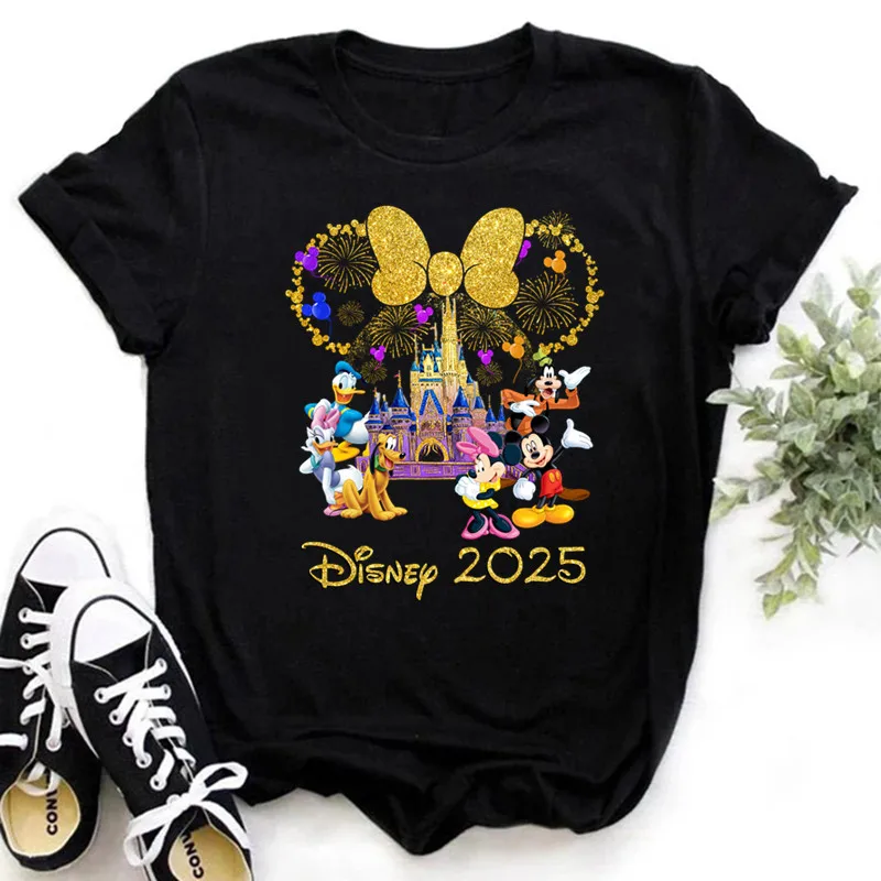 Funny Golden Disney 2025 Women's T-shirt Summer Female Clothing Tees Casual Short Sleeves T-shirts