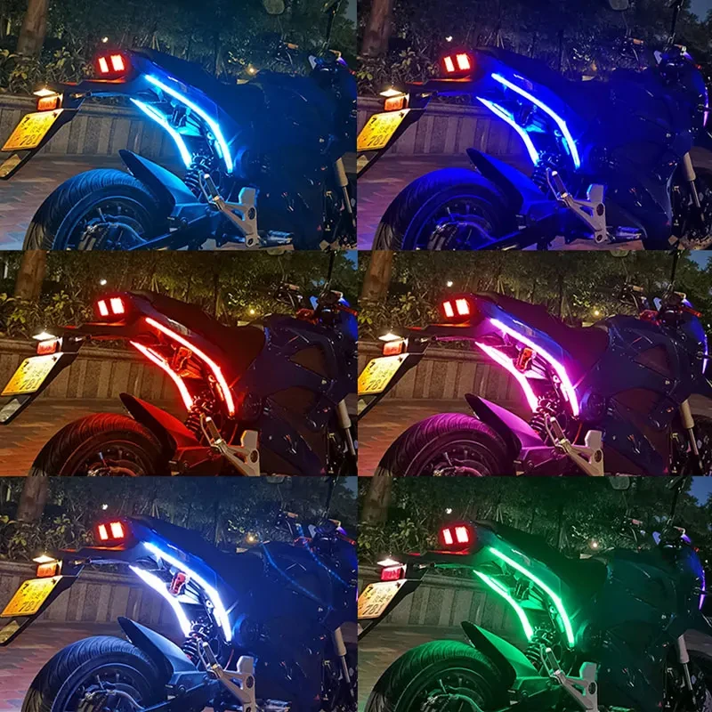

Universal 2PCS Motorcycle Flowing LED Turn Signals DRL Running Tail Brake Lights Strip Waterproof Decoration Daytime Lamp Kit