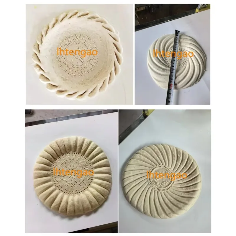 Hot Selling Pizza Base Making Machine/ Naan Shawarma Bread Pattern Pressing Shaping Machine with Conveyor Belt