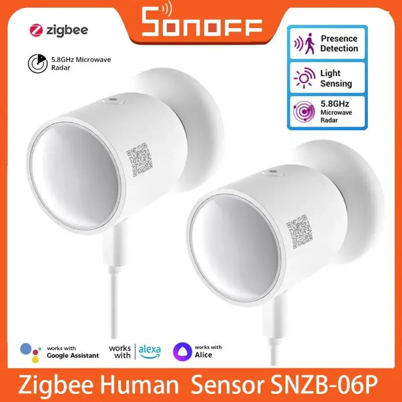 SONOFF SNZB-06P Zigbee Human Presence Sensor Rardar Detector Motion Light Sensing Smart Home Automation For Google Alexa Alice