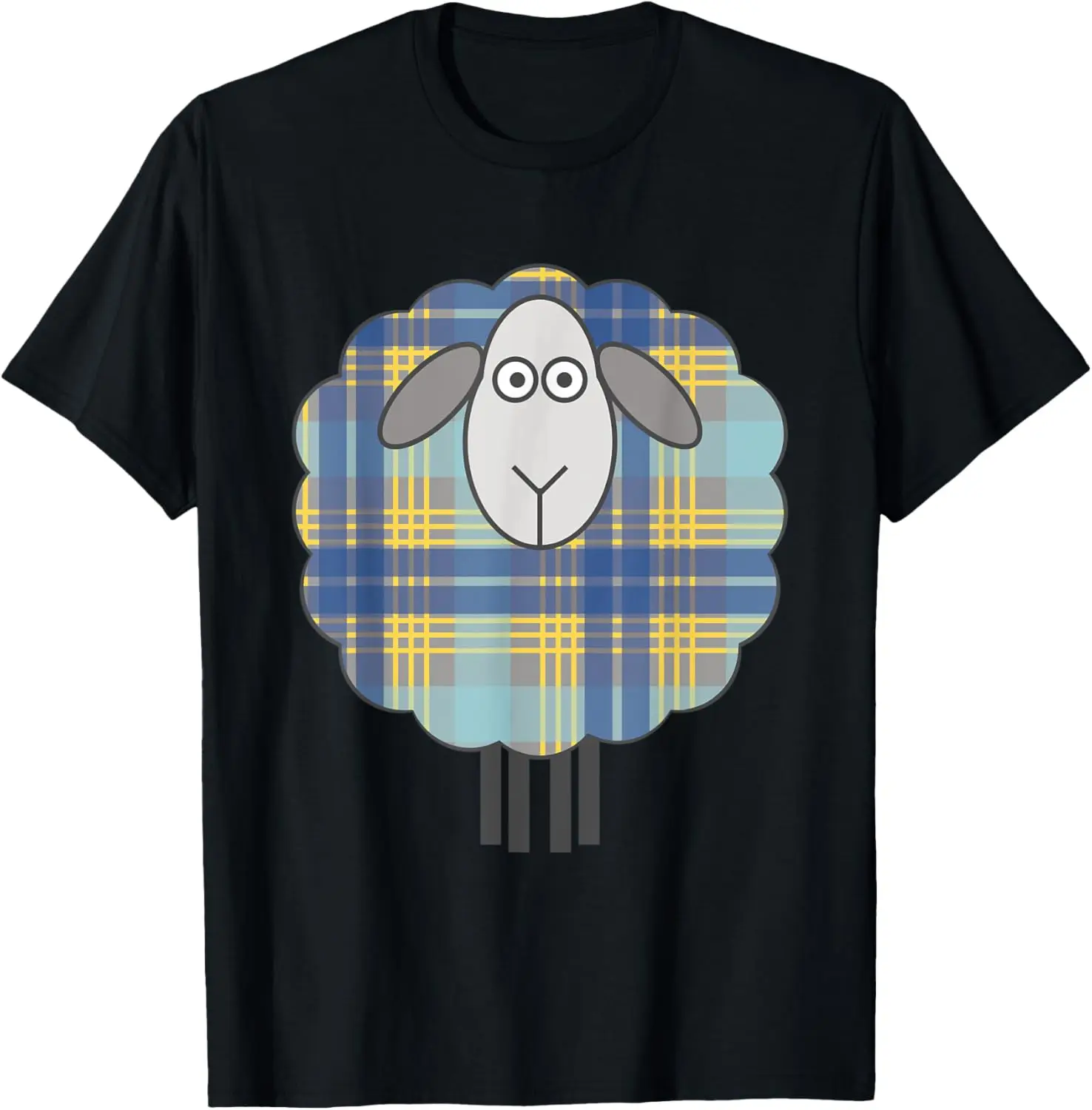

Scottish Blue, Yellow and Grey Tartan Patterned Sheep T-Shirt