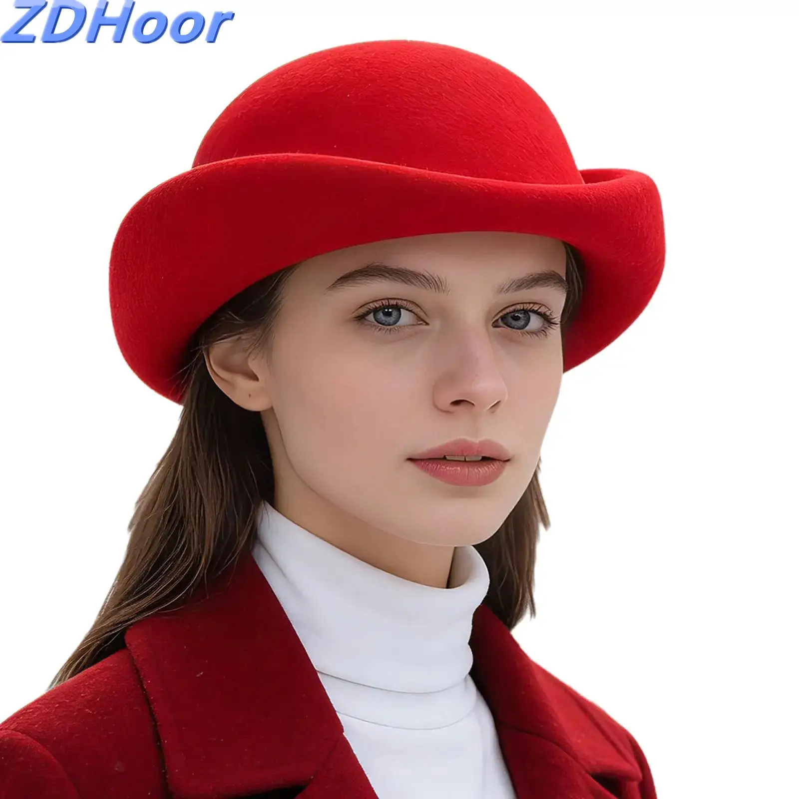 

Womens Elegant Wool Hat Millinery Solid Color Beret Wool Felt Fedoras Ladies Wedding Bride Church Daily Wear Hat