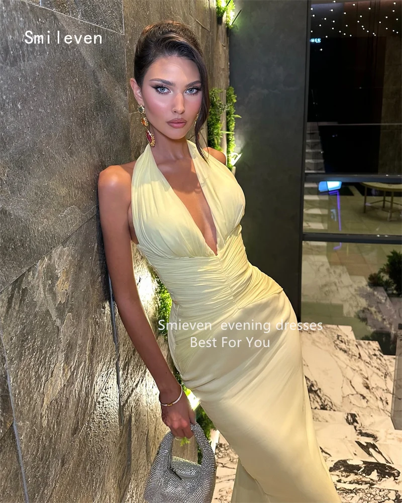

Smileven Stylishly Mermaid فساتين سهرة Halter Prom Dress Draped Party Gowns Occassion Dress Customized 2026