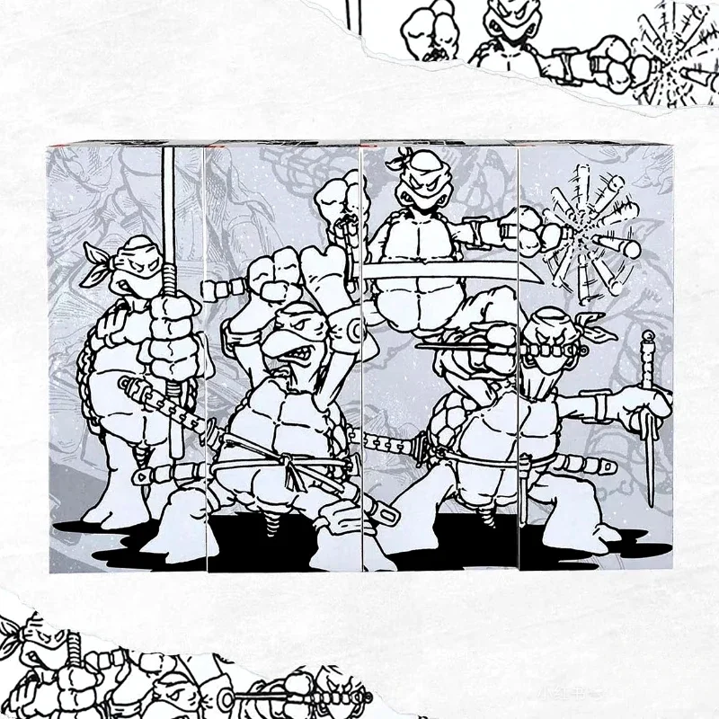 

2024 SDCC Playmates Teenage Mutant Ninja Turtles TMNT Black White Sketch PX Action FIgure Model Toys Collect Ornaments