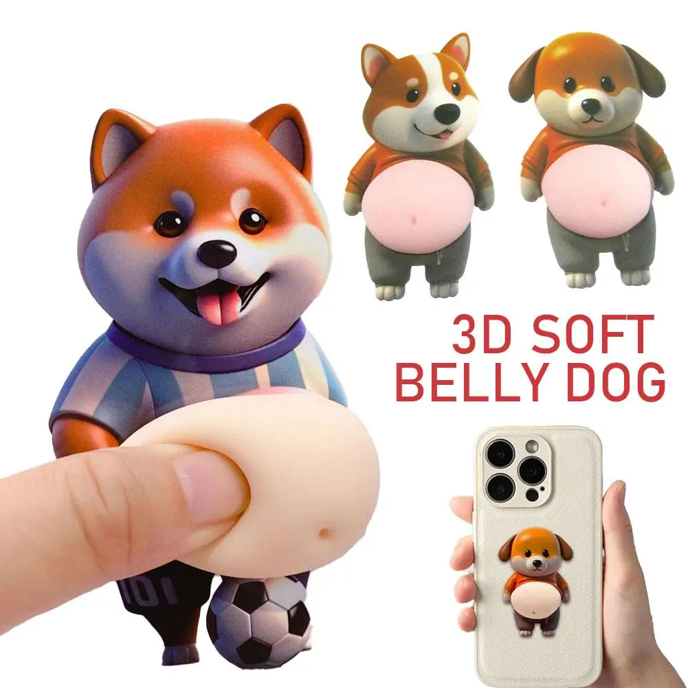 Pinch the big-bellied puppy 3D Shiba Inu Dog Belly Sticker silicone self-adhesive Anti-collision sticker Phone care home Decor