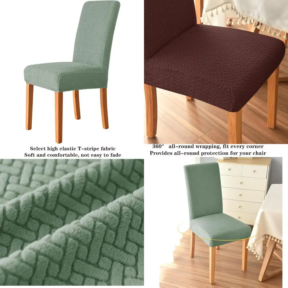 Набор из 6 эластичных моющихся чехлов для обеденных стульев - съемные защитные чехлы для сидений для кухни, банкета, ресторана и домашнего использования