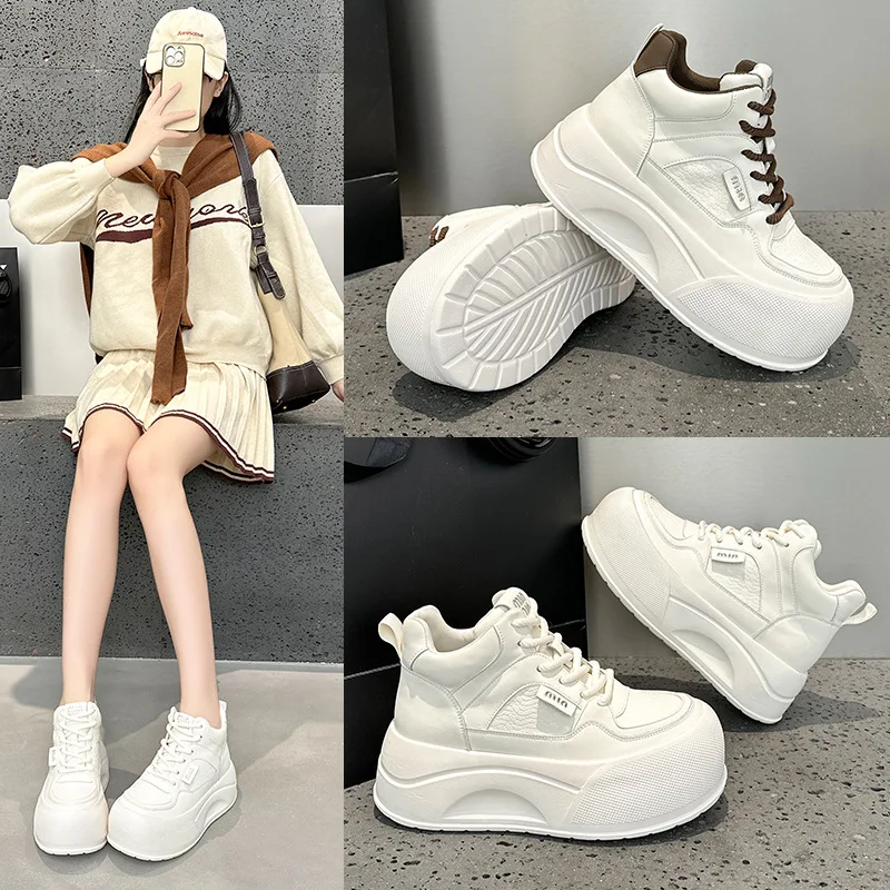 

Высокие бархатные туфли на толстой подошве для женщин на осенью и зимой 2025 года, новая универсальная обувь для спорта и отдыха.