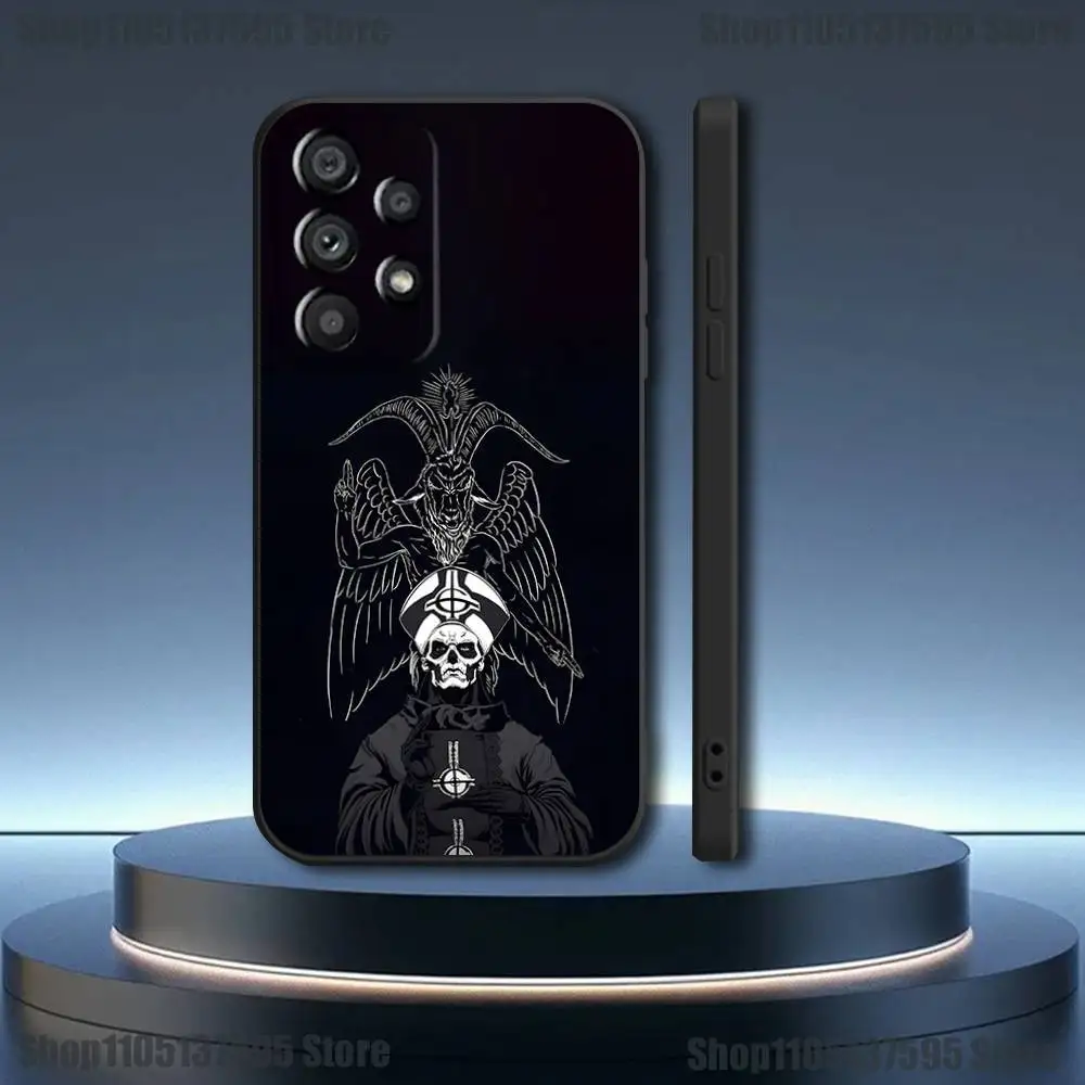 삼성 갤럭시 A73,31,32,72,41,53,52,71,22,5G,노트,J7,8,9 소프트 블랙 커버용 G-Ghost 헤비 M-메탈 밴드 폰 케이스