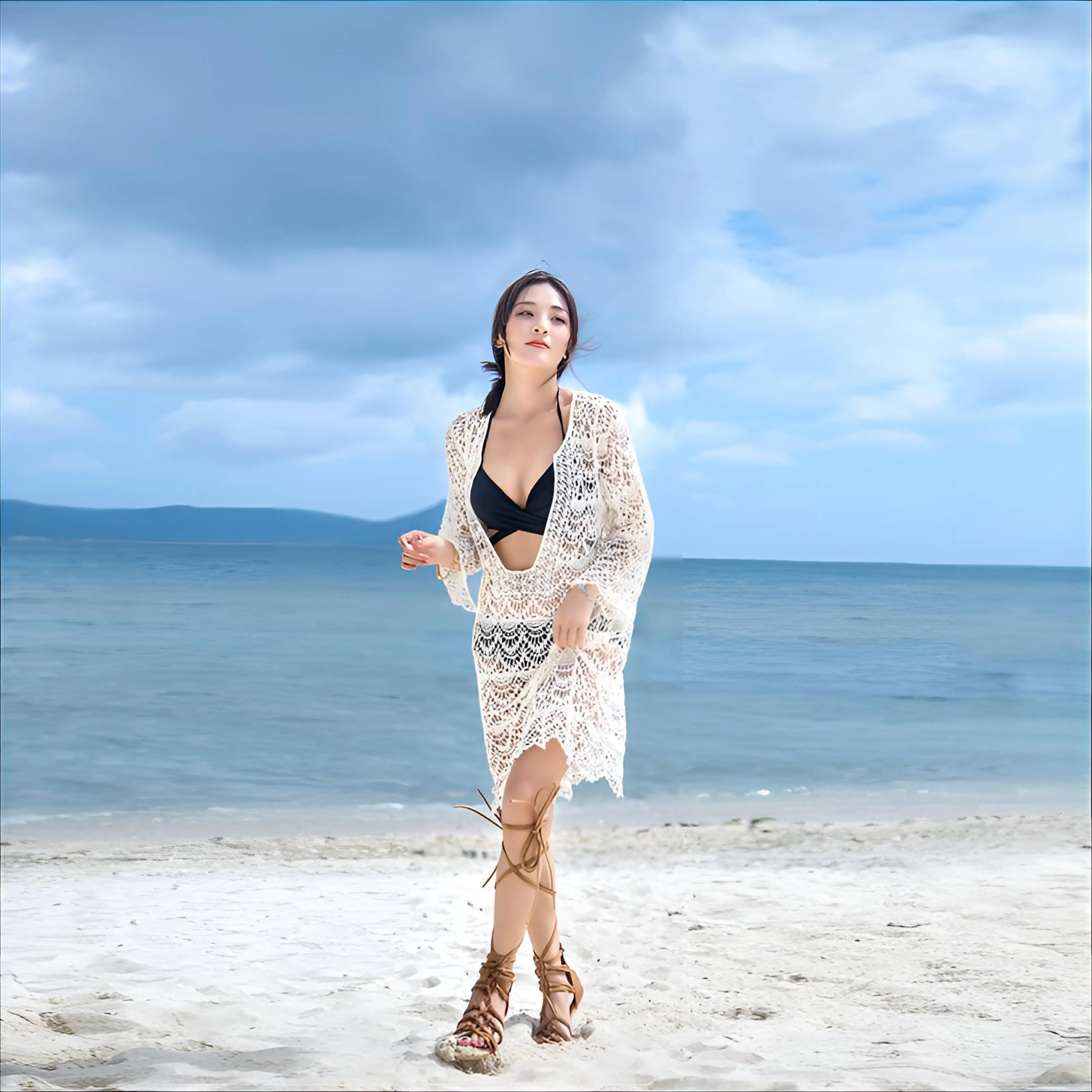 

Cover Up Office Women Sarong Twisted Vent Crystal Resort Wavy Fluorescent Easter Shirring Gypsy Outings Short Skinny Gauzy Green