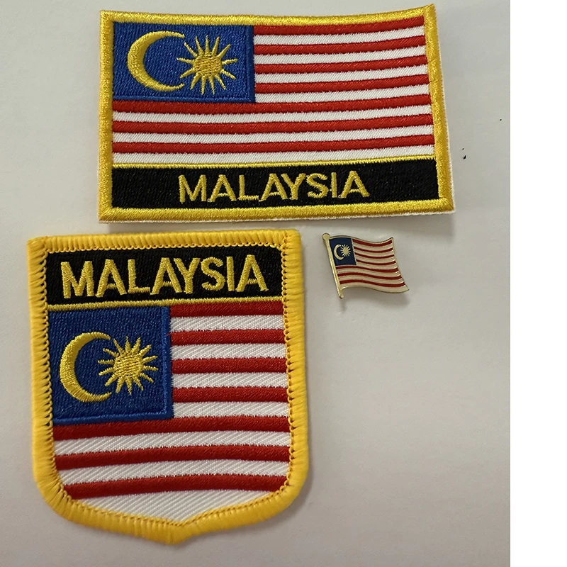 Национальный флаг Малайзии, вышитые утюгом нашивки для одежды, металлические значки PT0130-3
