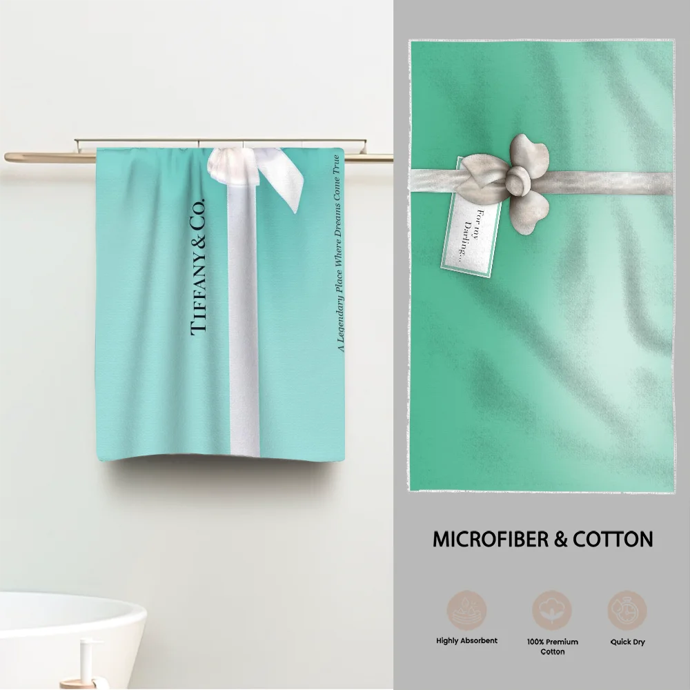 Aesthetic Blue T-TiffanyS Luxury Bathroom Hand Towels One Side Cotton One Side Microfiber Personalized Gift Dropshipping