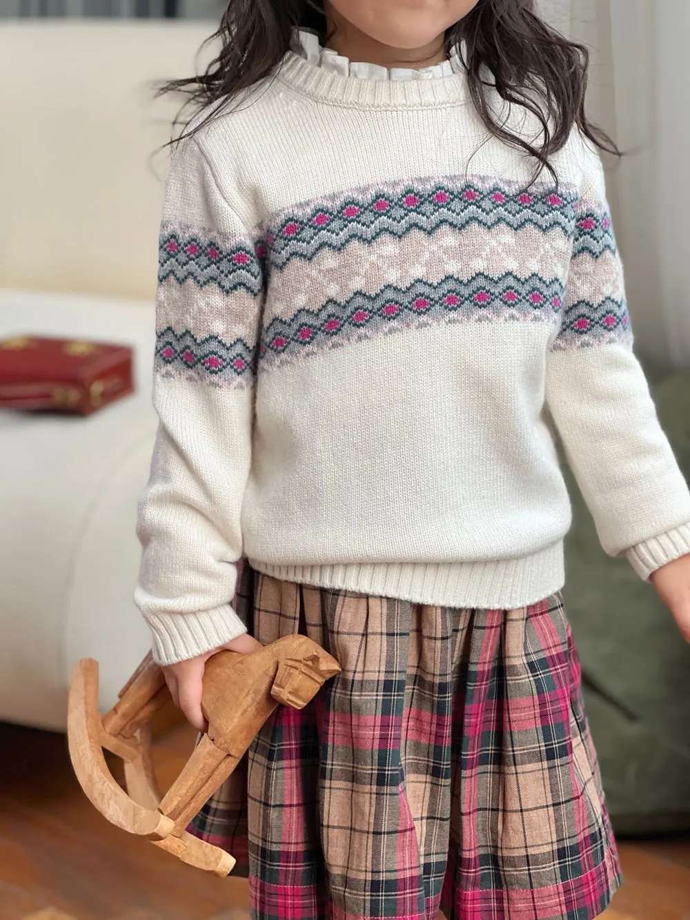 حجم 110 سنتيمتر طفل الفتيات ملابس الاطفال سترة طفل الفتيان الملابس الكرز منقوشة مخطط مطرزة سترة فتاة القمم