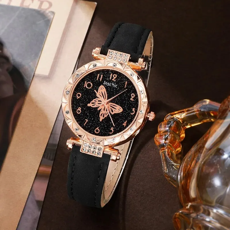 6pcs Set Women Watches Luxury Female Clock Quartz Wristwatch Diamond Fashion Ladies Wrist Watch Reloj Mujer Relogio Feminino