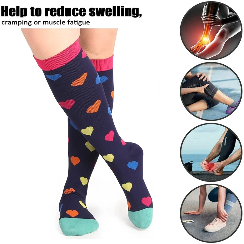 Varicose Compression Socks For Men Women Swelling Pregnancy Diabetes Knee Stretch Socks Gym Outdoor Running Hiking Cycling Socks