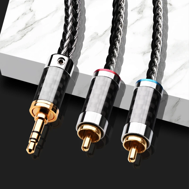 Hifi 3.5mm to 2RCA Cable Silver-plated OCC Aux 3.5 Y Splitter Stereo Audio Cable for Connect Phone MP3 PC to Amplifier Speaker