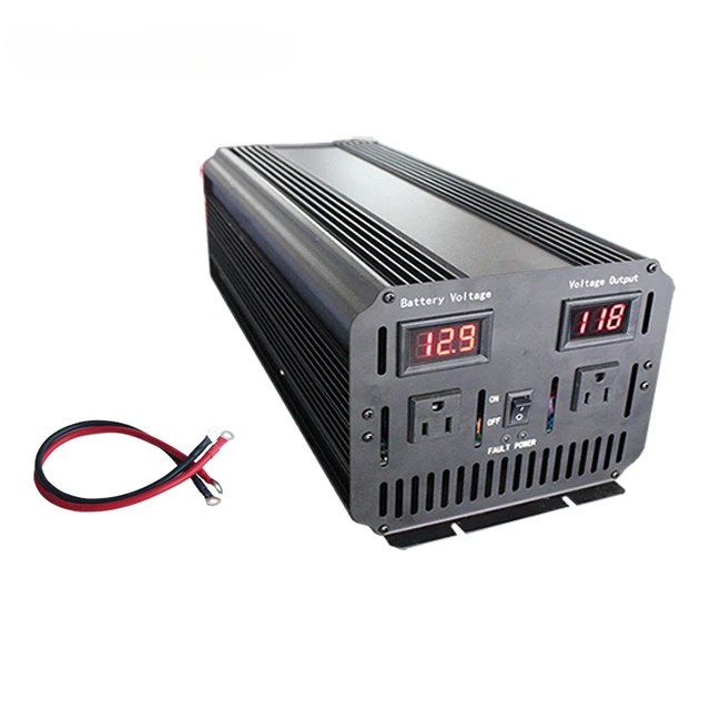 off grid 3000w pure sine wave power inverter DC 12v 24v to AC 110v 220v 230v with dual display US socket type