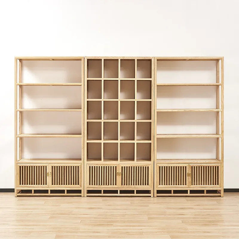 

New Chinese ash wood tea cabinet Duobao Pavilion solid wood display cabinet, simple container