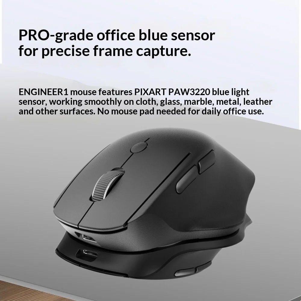 Ergonomic Gaming Mouse Wireless Wired Dual Mode RGB Optical Mouse Long Battery Life Lightweight Design Multi-Device for Laptop C