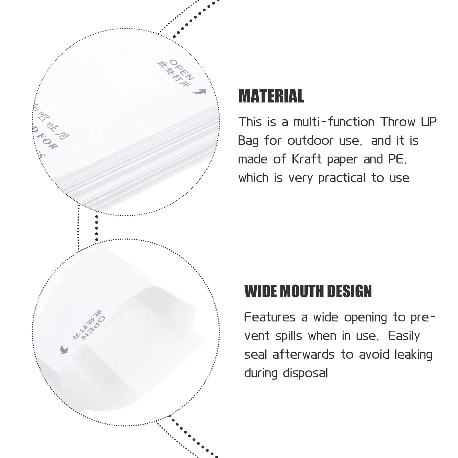 100pcs Disposable Vomit Bags Car Airplane Travel Garbage Paper Emesis Sickness Mini Waterproof Flat Bottom Lining Bag