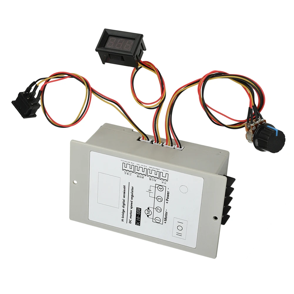 

DC 10-55V 20A H-Bridge Motor Speed Controller with Digital Display Forward Reverse Tachometer for Brushed DC Motors