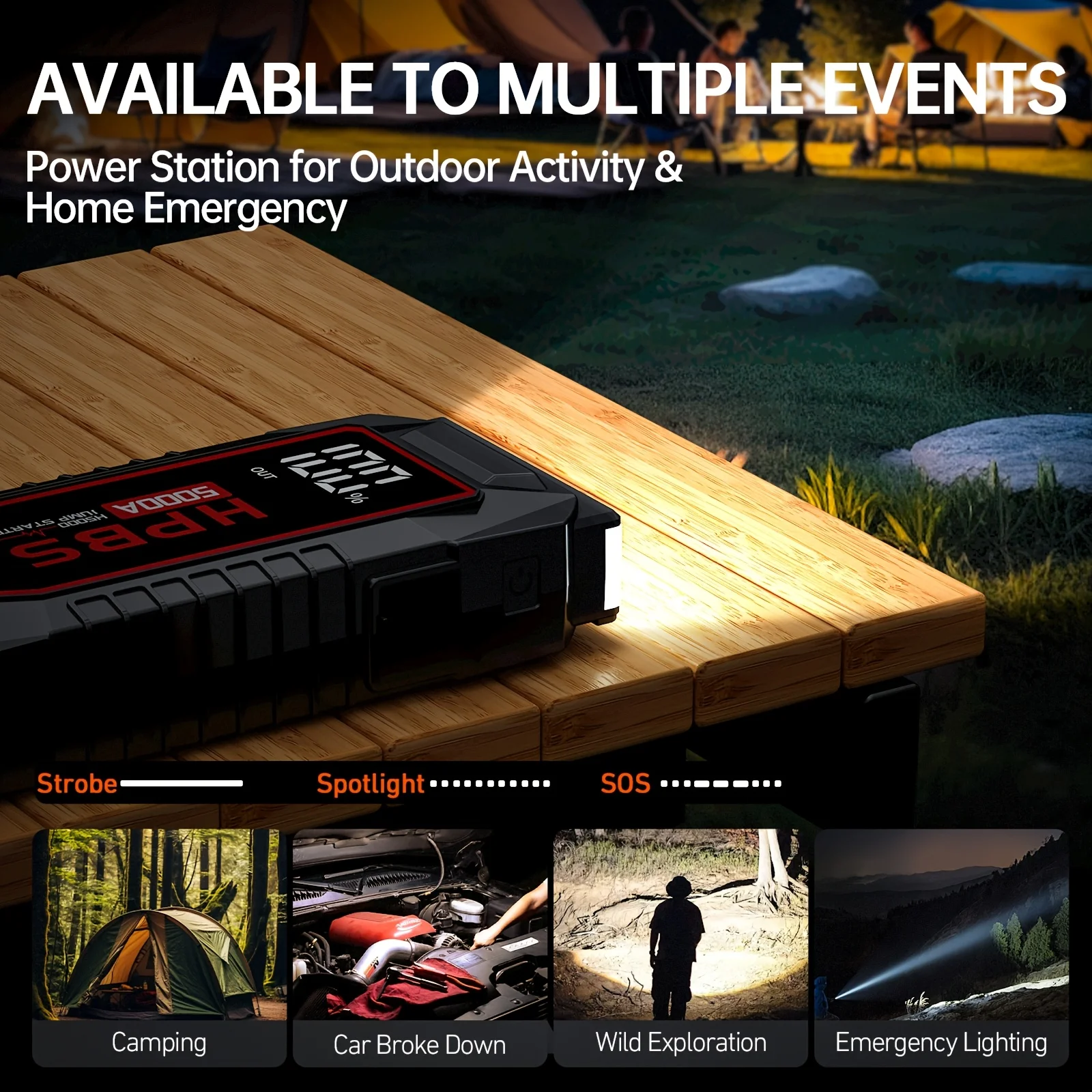 Portable 12V Car Jump Starter & Battery Charger for Cars, Motorcycles, SUVs, Lawn Mowers — Fast, Safe Boost for Dead Batteries; Built-in High-Capacity Power Bank, Dual USB Ports, Real-Time LED Display, Emergency Flashlight, and Essential Car Tools view 2