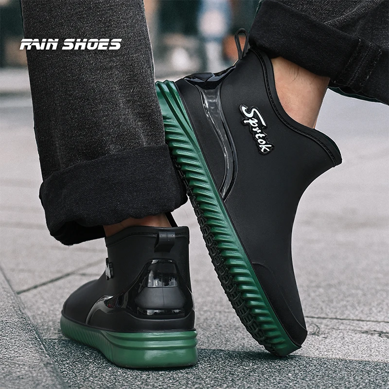 Fashionable Adult Short Rain Boots Waterproof Ankle Shoes Anti-Slip Durable Rubber Footwear For Men Women Suitable for Rainy Day view 5