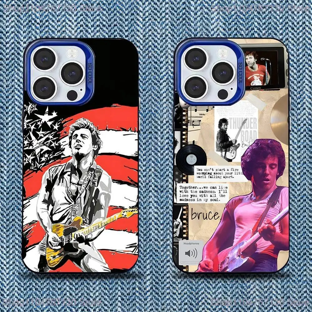 

Guitarist B-Bruce Springsteen Phone Case For iPhone 17,16,15,14,13,12,11,Mini,Pro,SE,MAX Blue Matte Silicone Cover