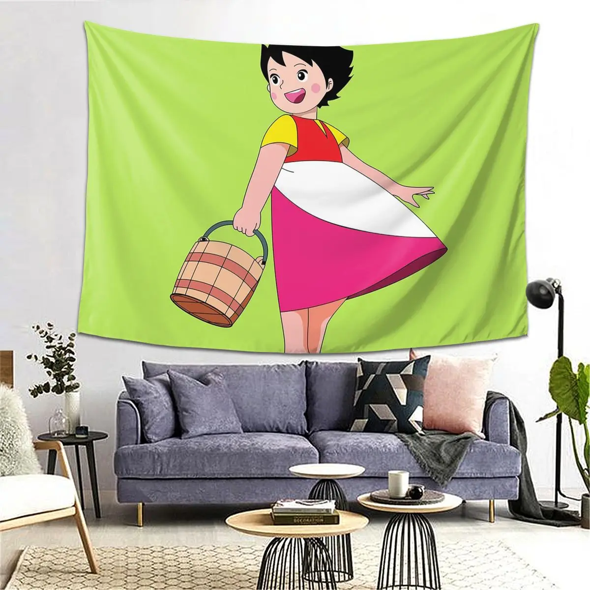 

Happy Heidi Tapestry Decor Art Aesthetic Tapestries for Living Room Bedroom Home Wall Cloth Wall Hanging