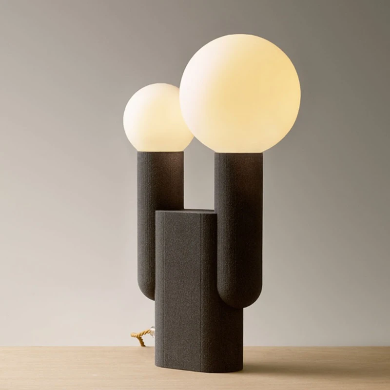 

Postmodern minimalist light luxury art double-headed ball table lamp Nordic designer model room living room bedroom bedside lamp