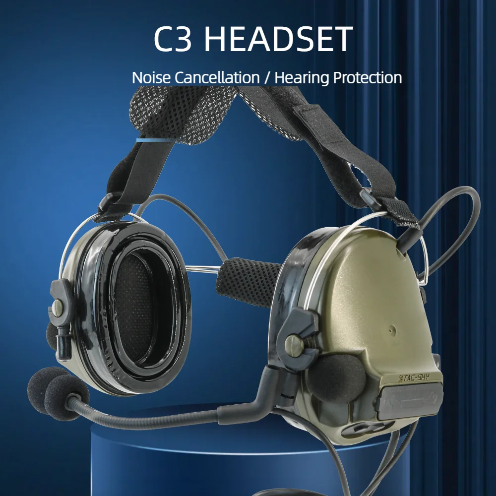 

TS TAC-SKY Tactical PTT Headset for Motorola Baofeng, Noise-Cancelling Military Headphones, Two-Way Radio Communication Headset