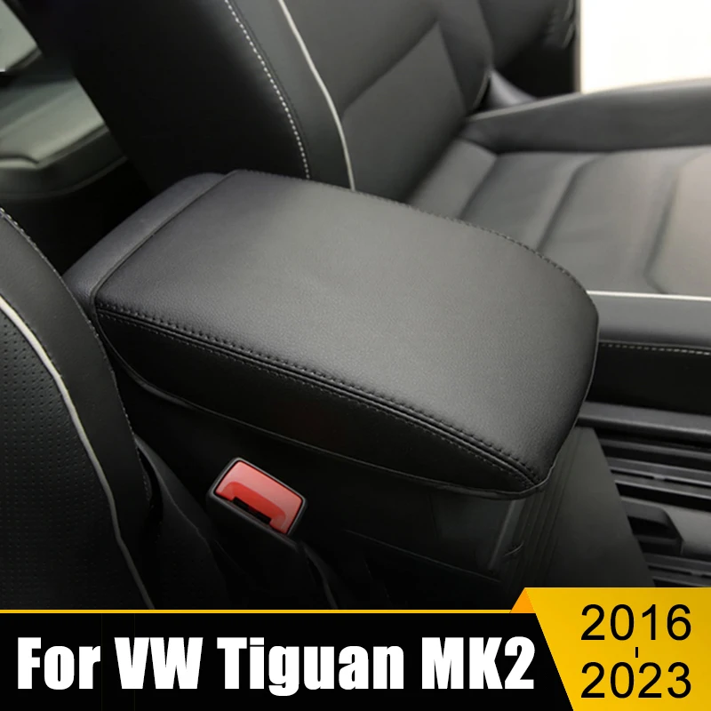 For Volkswagen VW Tiguan MK2 2016 2017 2018 2019 2020 2021 2022 2023 Leather Car Armrest Console Cover Cushion Support Box Case