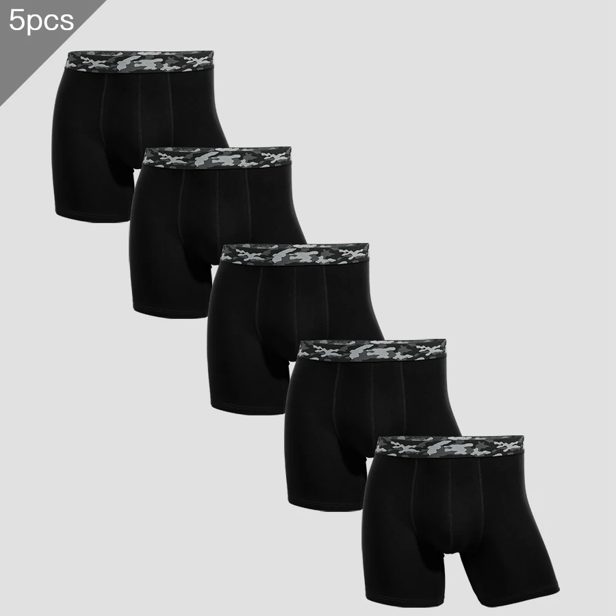 

5PCS Plus-size men's underpants, anti-abrasion cotton slits, sporty fat pants, flat cuffs, running breathable youth leggings