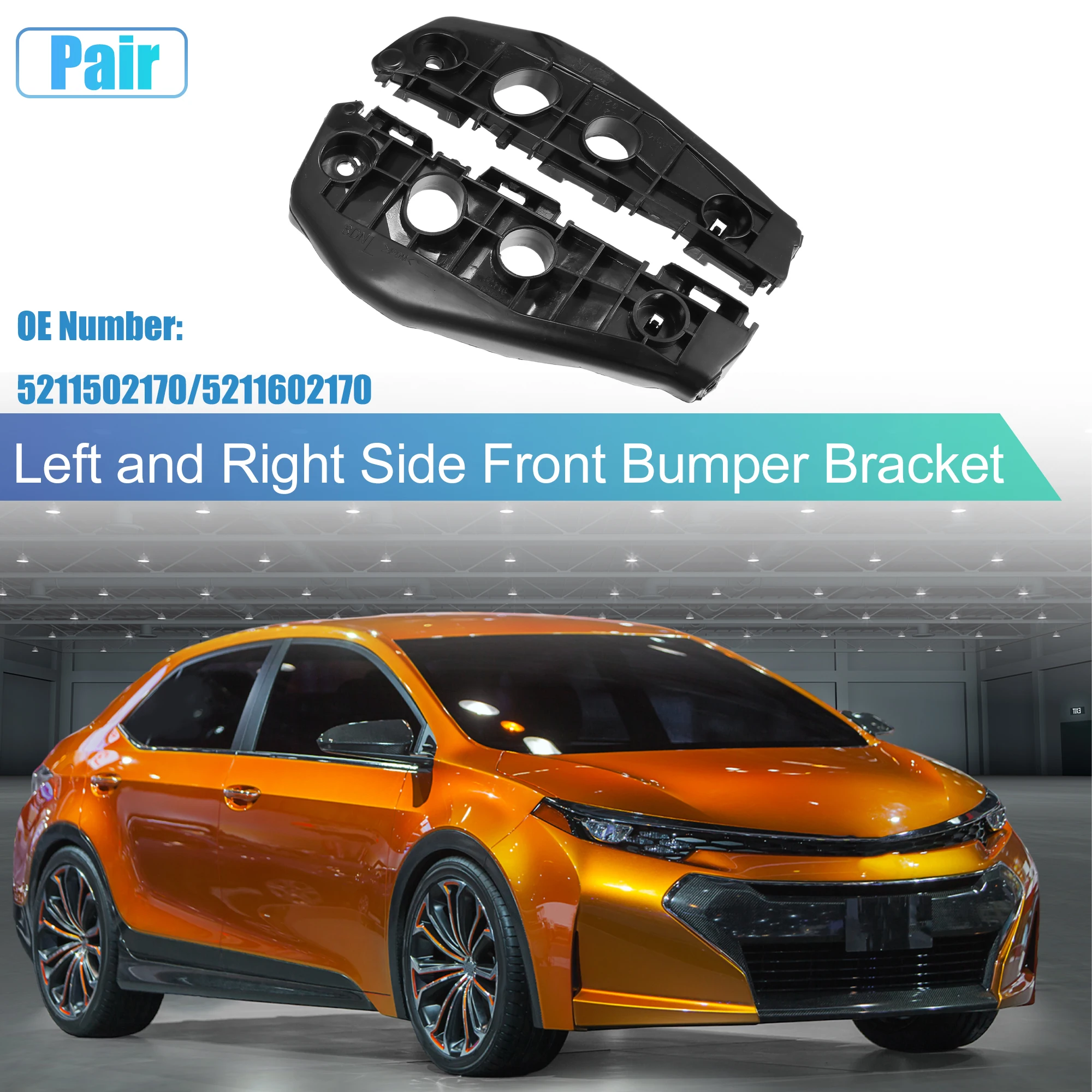 X Autohaux 5211502170 5211602170 1 Pair Left Right Front Bumper Bracket for Toyota Corolla 2011 2012 2013