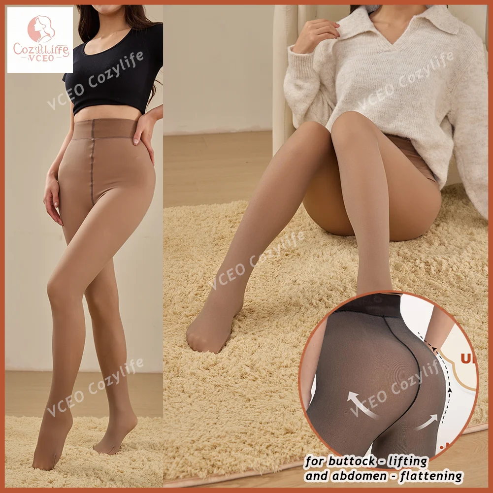 

Winter Women's Thermal Leggings Solid Color Basic Tights with Fleece Lining for Warmth Soft Fleece Inside Indoor &Outdoor Warmth