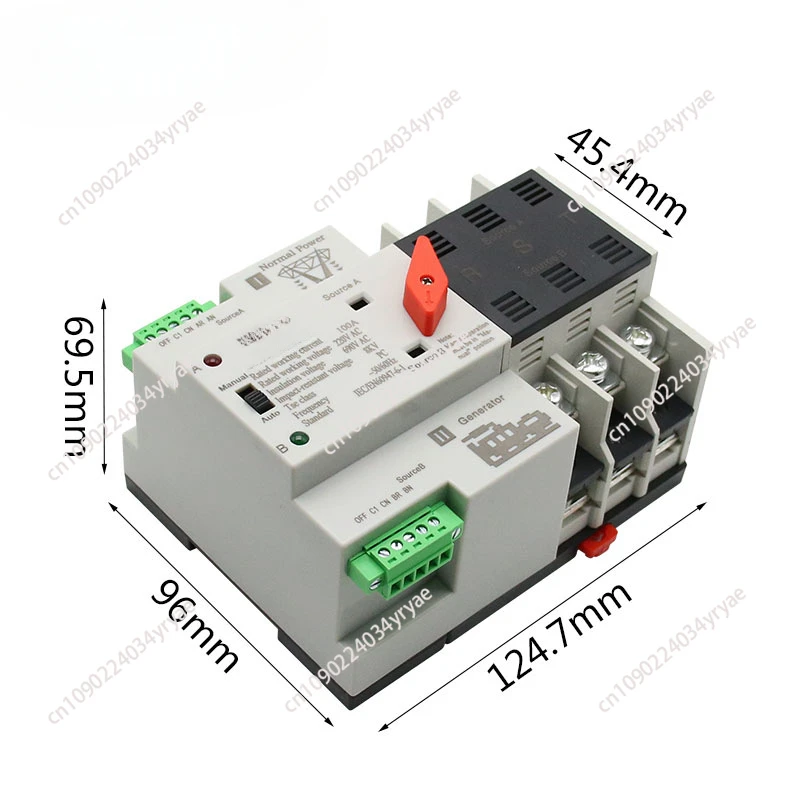 100A110V/220V, Mini Automatic Transfer Switch, Electric Switch Dual Power Supply Photovoltaic Solar Rail