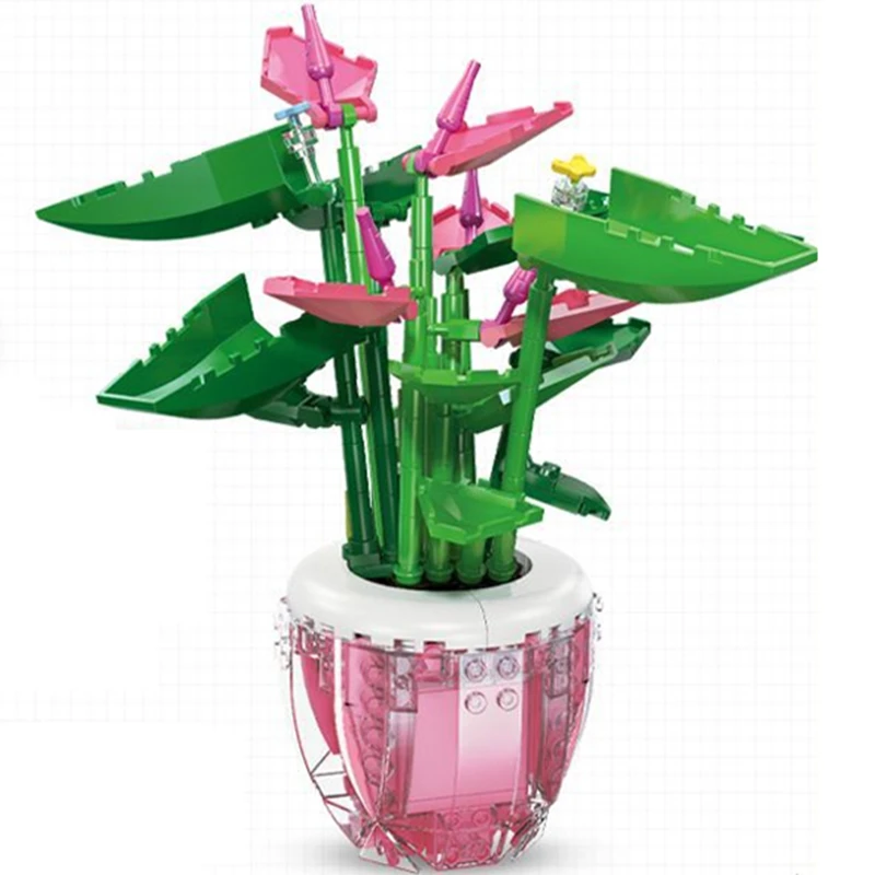 DIY Bird of Paradise Vase Plants Anthurium Andraeanum Gardens Romantic Building Blocks Classic Model Bricks Kids Sets Kits Toys